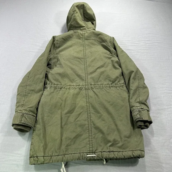 VTG Abercrombie & Fitch Jacket Mens XS Green Military Army Field Coat Lined Hood